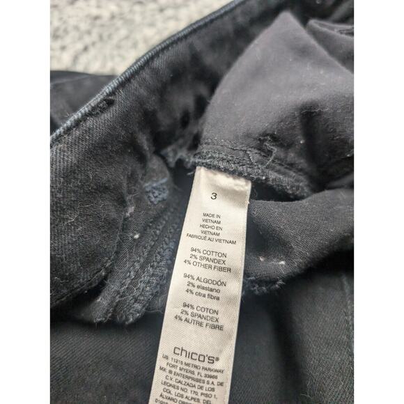 Chicos Jeans Women 3 Black High Rise Normcore Slim Leg Stretch Casual Denim - Picture 6 of 11